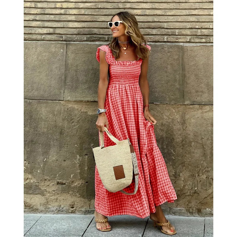 Isla Elegant Plaid Slip Dress