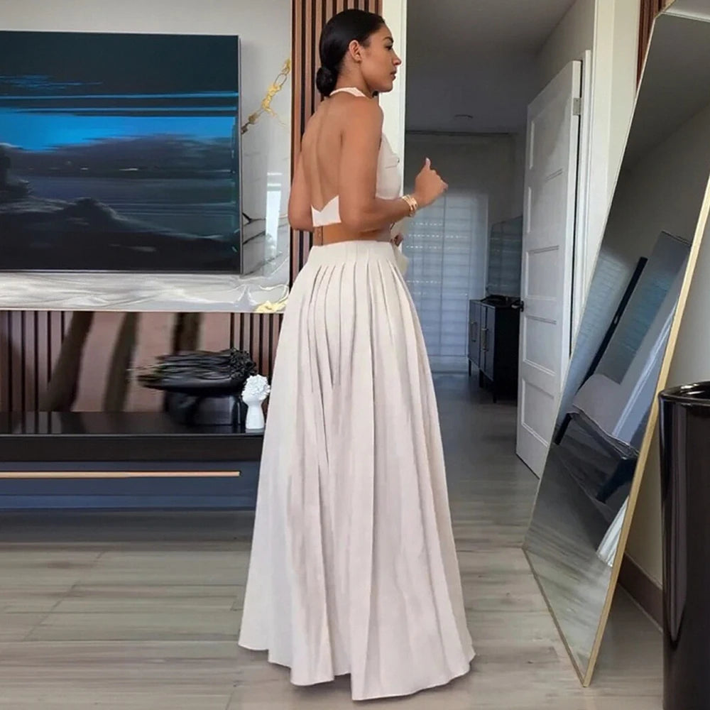 Valeria Elegant Halter Maxi Dress