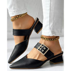 Maribel Buckle Pointed-Toe Heel Sandal