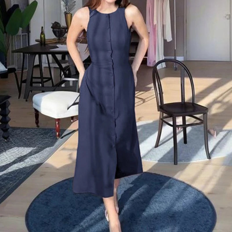 Evelisse Buttoned Long Dress