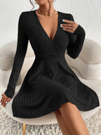 Elena Ribbed Knit Wrap Dress
