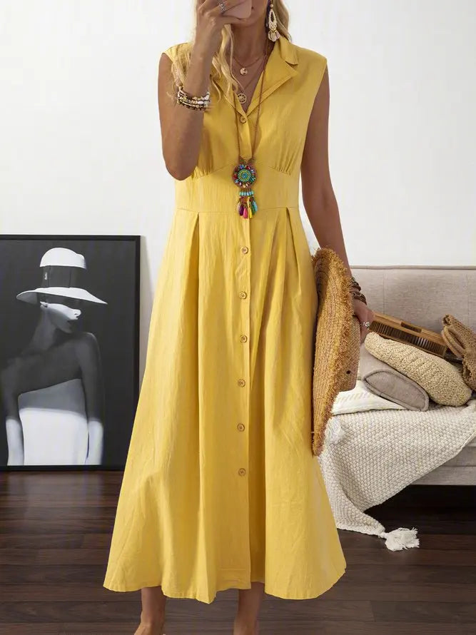 Lucia Linen A-Line Midi Dress