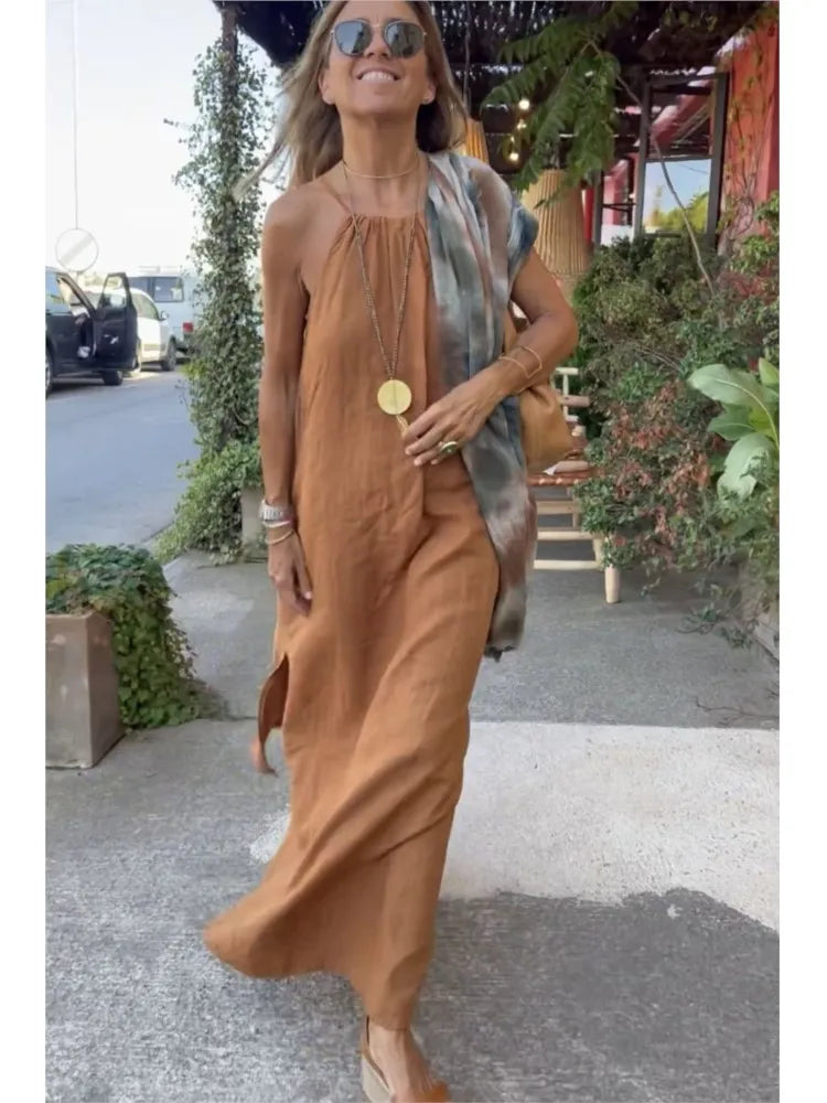 Sophie Vintage Halter Maxi Dress