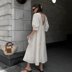 Selene Retro Puff Sleeve Maxi Dress