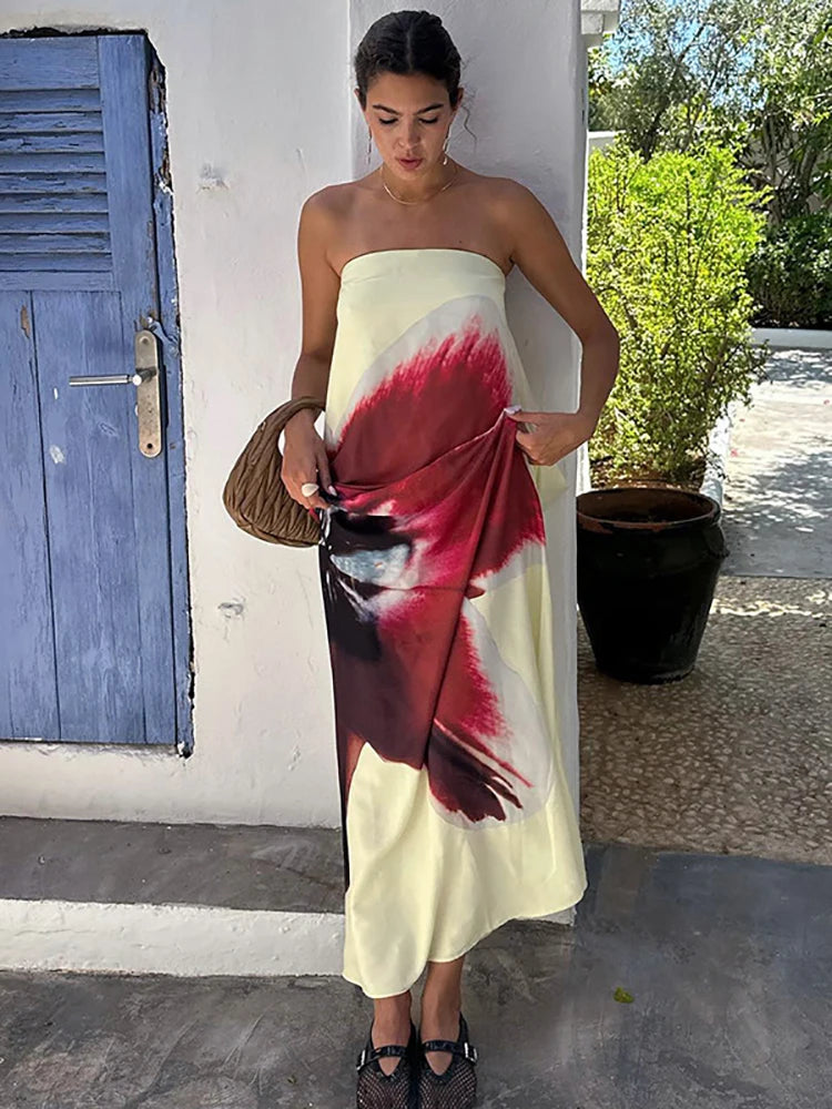 Julissa Belted Backless Tie-Dye Maxi Dress