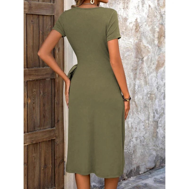 Skye Knitted Side-Slit Midi Dress