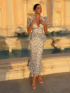 Maribel Chiffon Print Shirt & Skirt Set