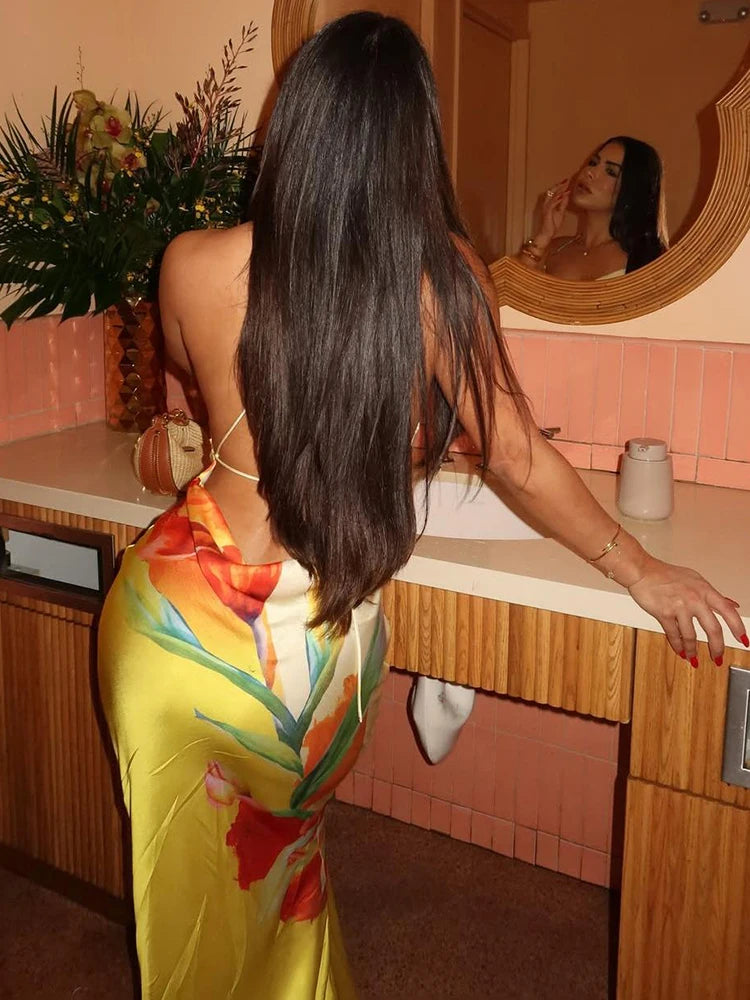 Selene Floral Backless Dress
