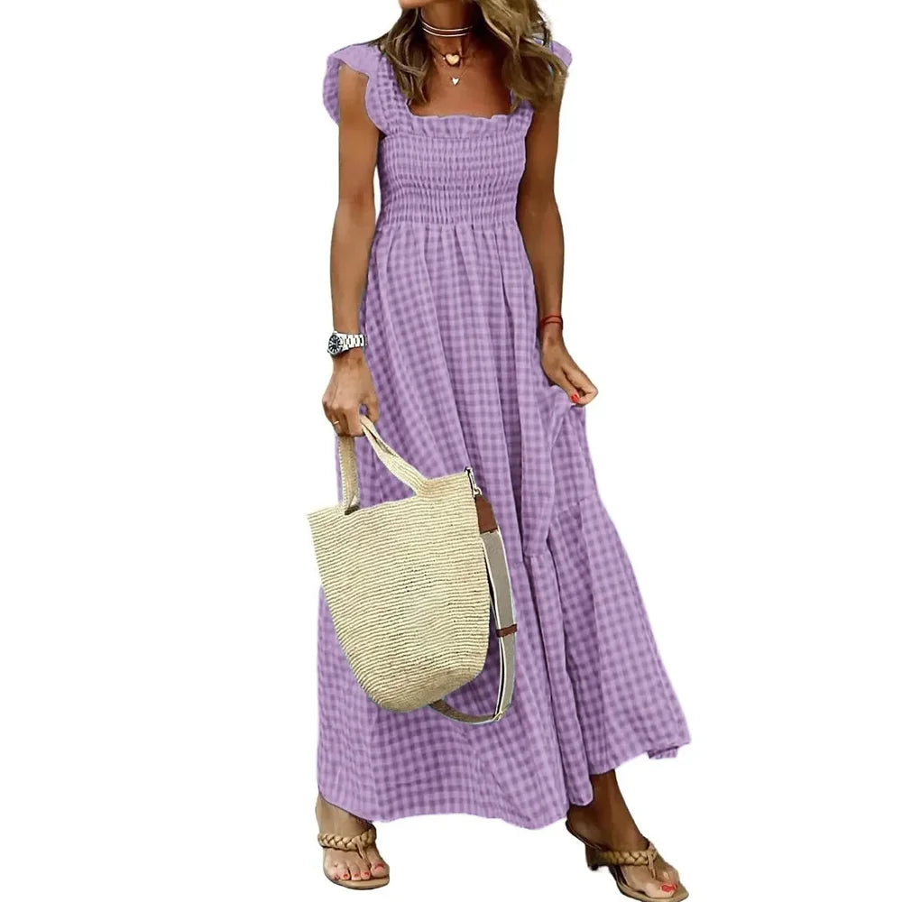 Isla Elegant Plaid Slip Dress