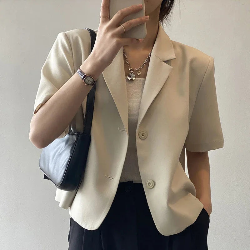Marisa Short-Sleeve Cropped Blazer