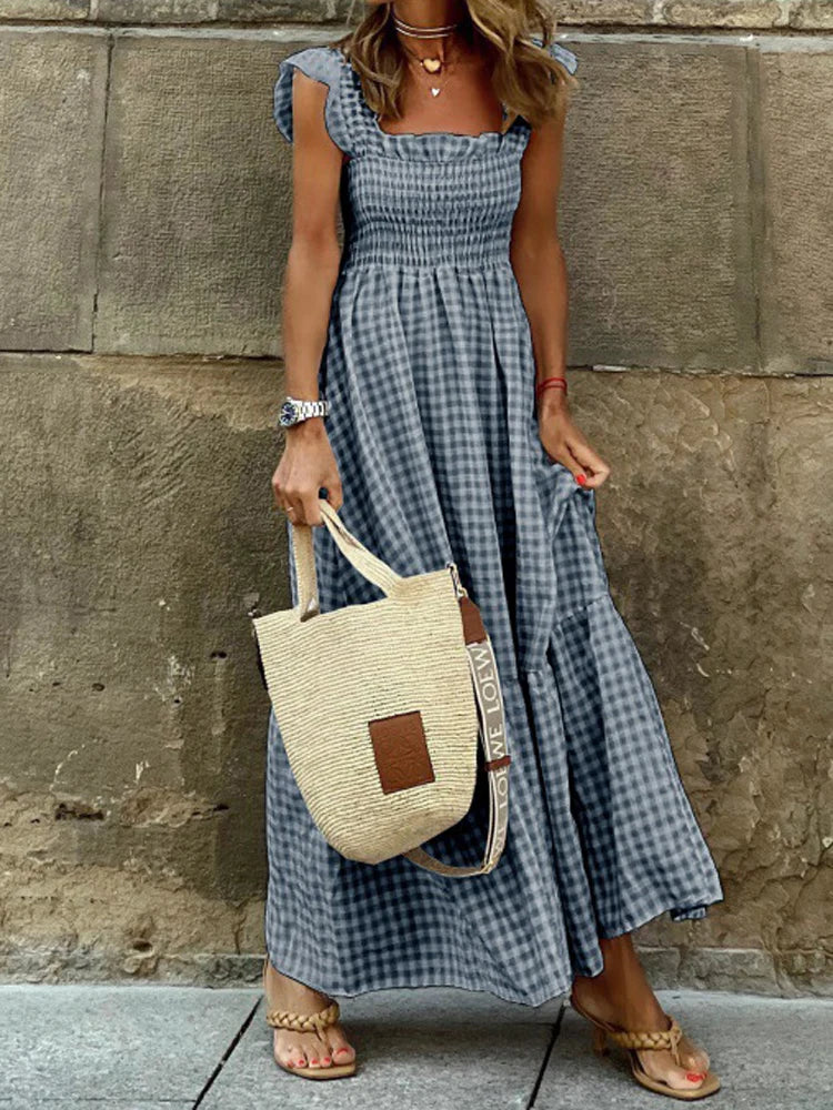Isla Elegant Plaid Slip Dress
