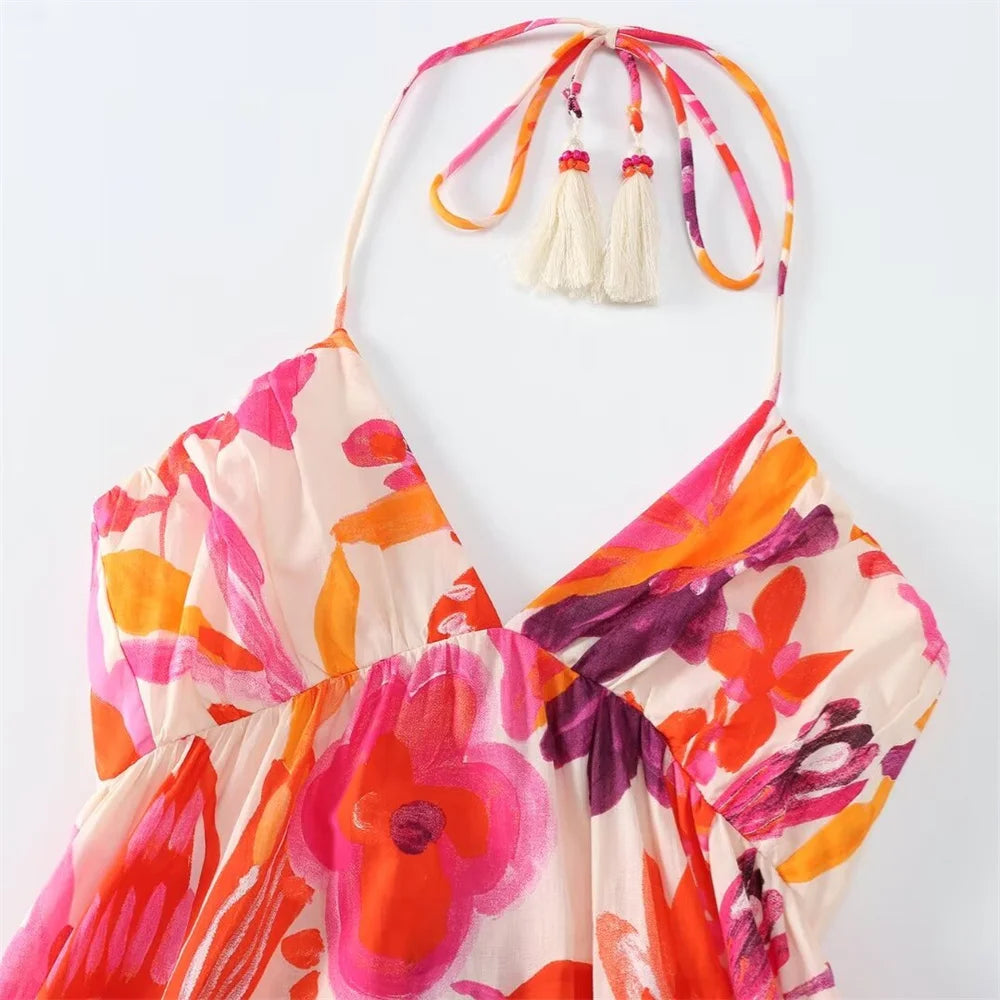 Sienna Chic Tassel Print Maxi Dress