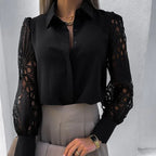 Ava Lace Sleeve Button-Up Blouse