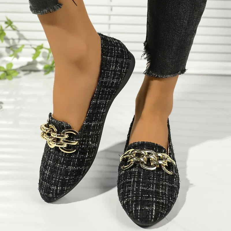 Vivienne Tweed Chain Loafers
