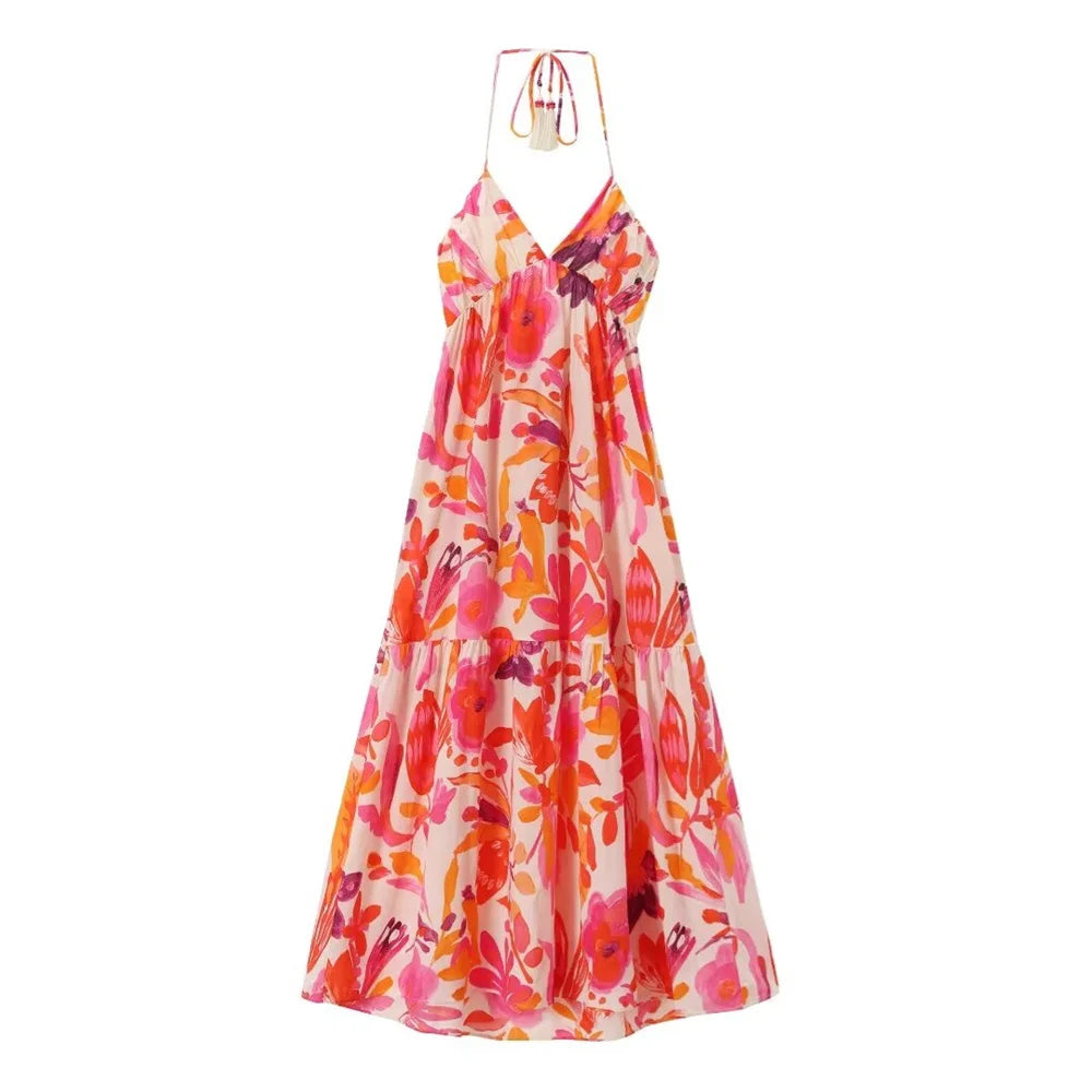 Sienna Chic Tassel Print Maxi Dress