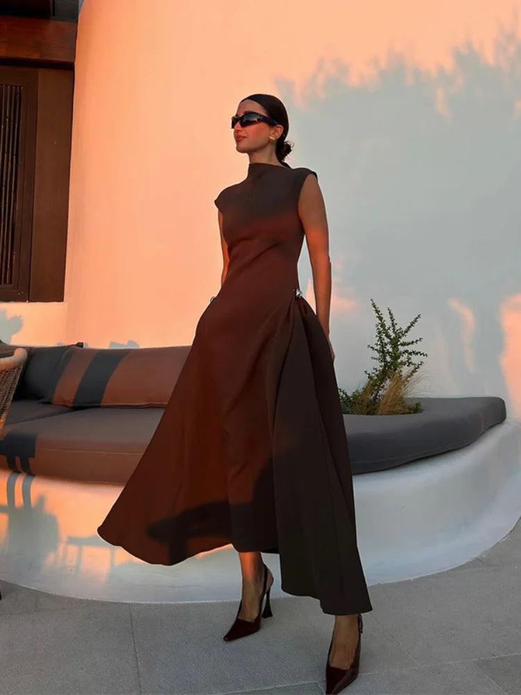 Camille Vintage Brown Maxi Dress
