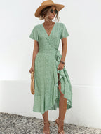 Claire Floral Ruffle Wrap Dress