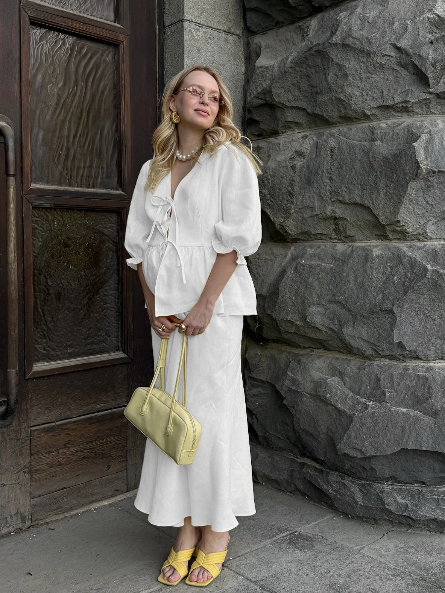 Aria Casual Cotton Skirt Set