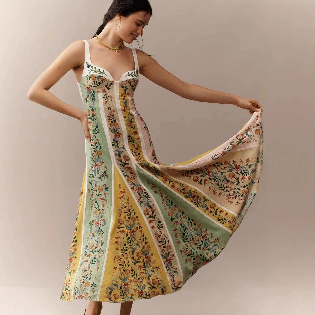 Tania Elegant Linen Maxi Dress