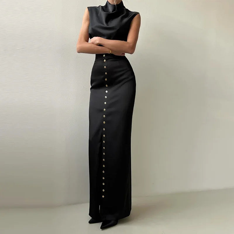 Serena Draped Satin Two-Piece