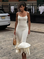 Serena Elegant Ruffled Knit Maxi Dress