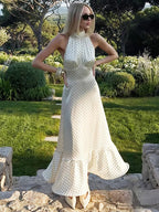 Vivienne Polka Halter Maxi Dress