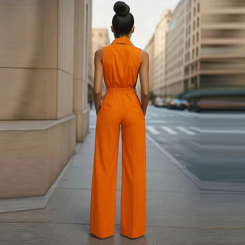 Celeste Button-Waist Utility Jumpsuit
