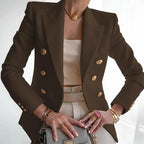 Claudia Gold-Button Tailored Blazer