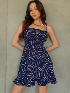 Elena Elegant Floral Lace-Up Dress