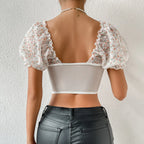 Ava Pearl Lace Crop Top