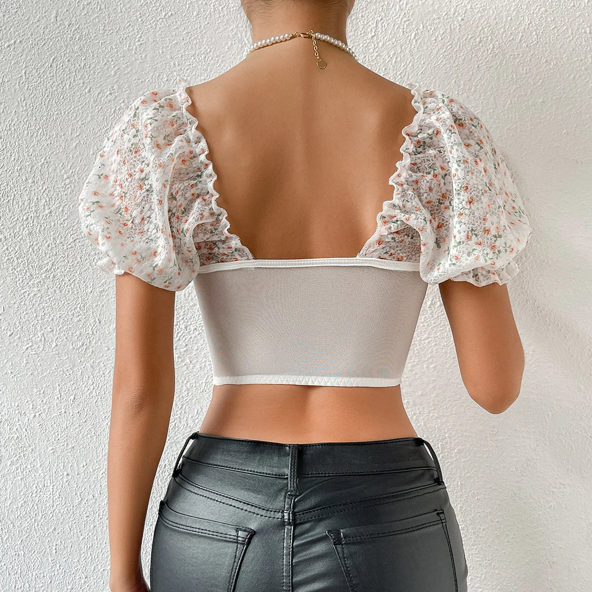 Ava Pearl Lace Crop Top