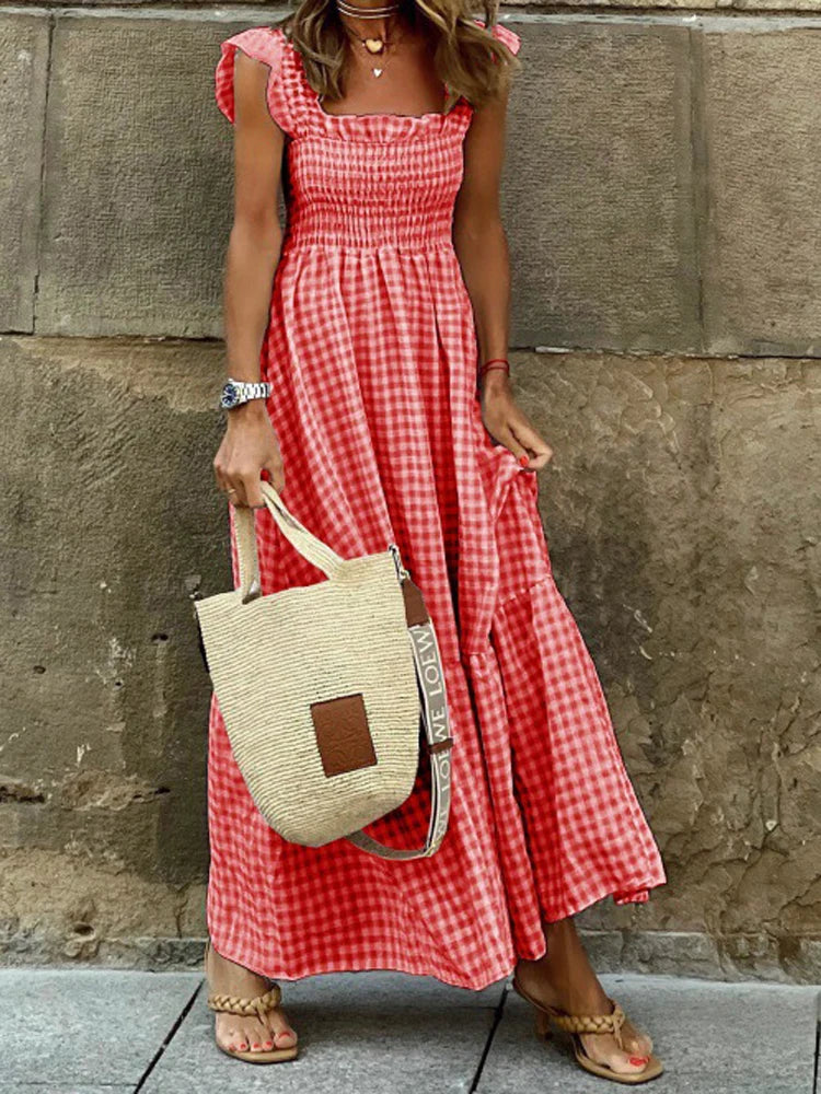 Isla Elegant Plaid Slip Dress