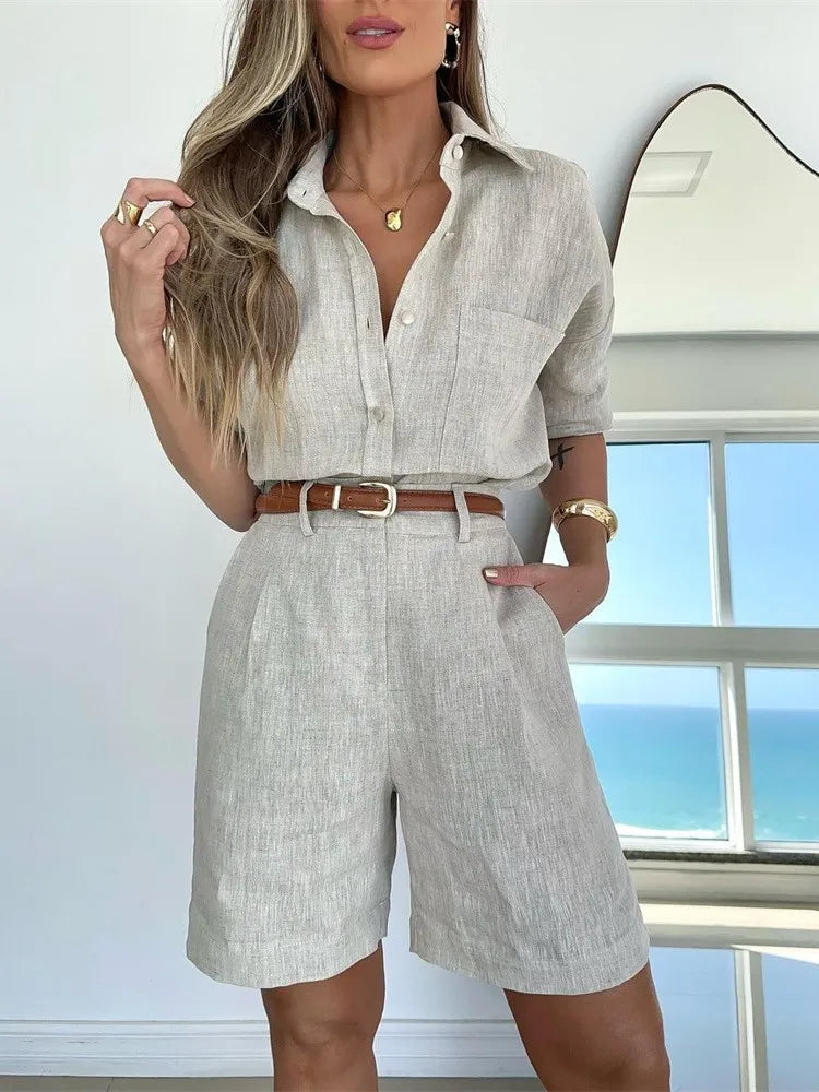 Romy Belted Linen Two-Piece