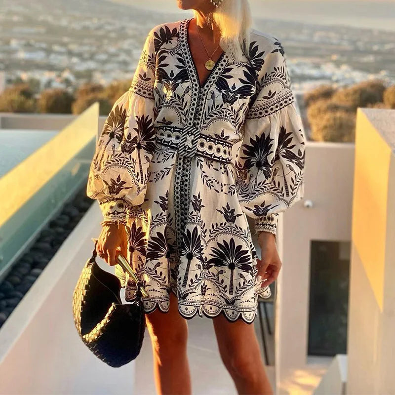Isabelle Elegant Printed A-Line Dress