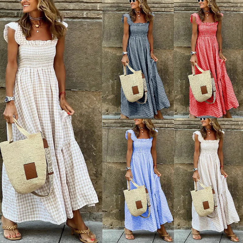Isla Elegant Plaid Slip Dress
