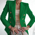 Claudia Gold-Button Tailored Blazer