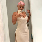 Sophia Backless High Split Silk Dress