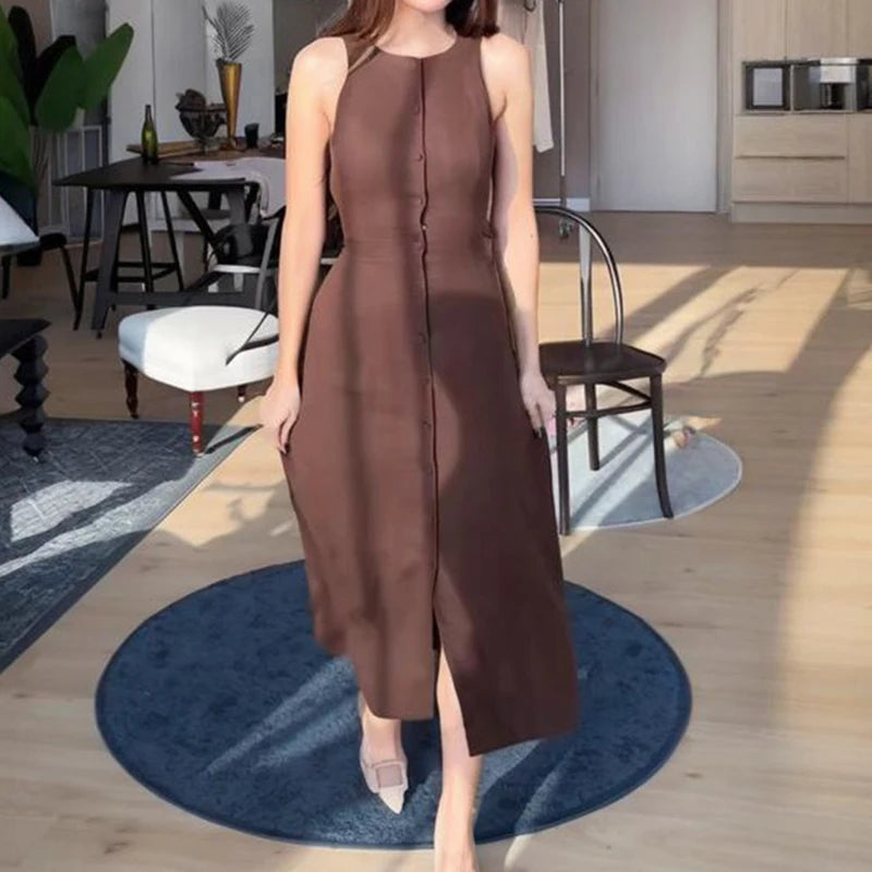 Evelisse Buttoned Long Dress