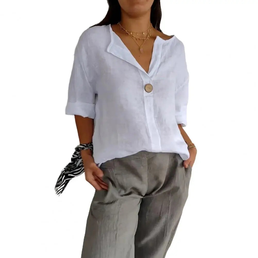 Lila Effortless Linen Button-Up Top