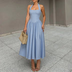 Penelope Pleated Halter Midi Dress
