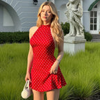 Thalira Backless Polka Dot Dress