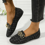 Vivienne Tweed Chain Loafers