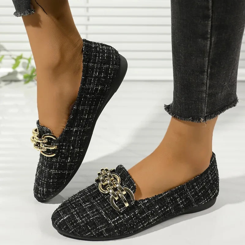 Vivienne Tweed Chain Loafers