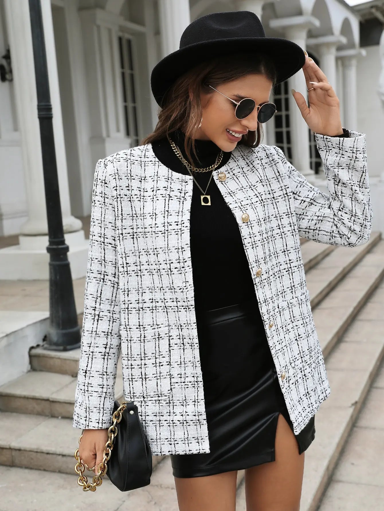 Margot Vintage Plaid Button Coat