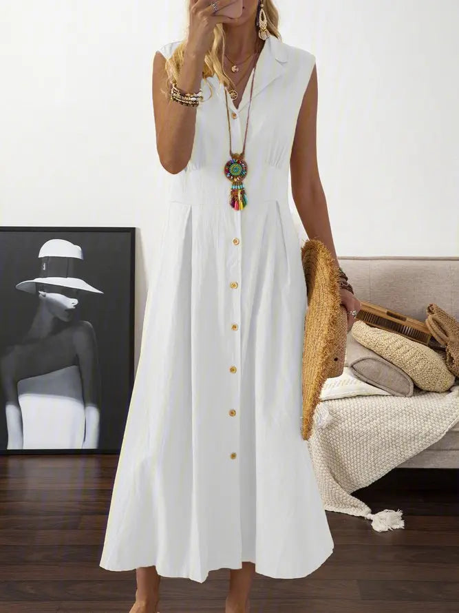 Lucia Linen A-Line Midi Dress