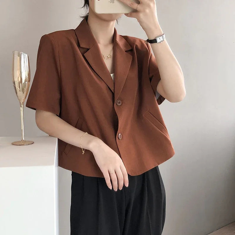 Marisa Short-Sleeve Cropped Blazer