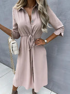 Caroline Drawstring Midi Shirt Dress