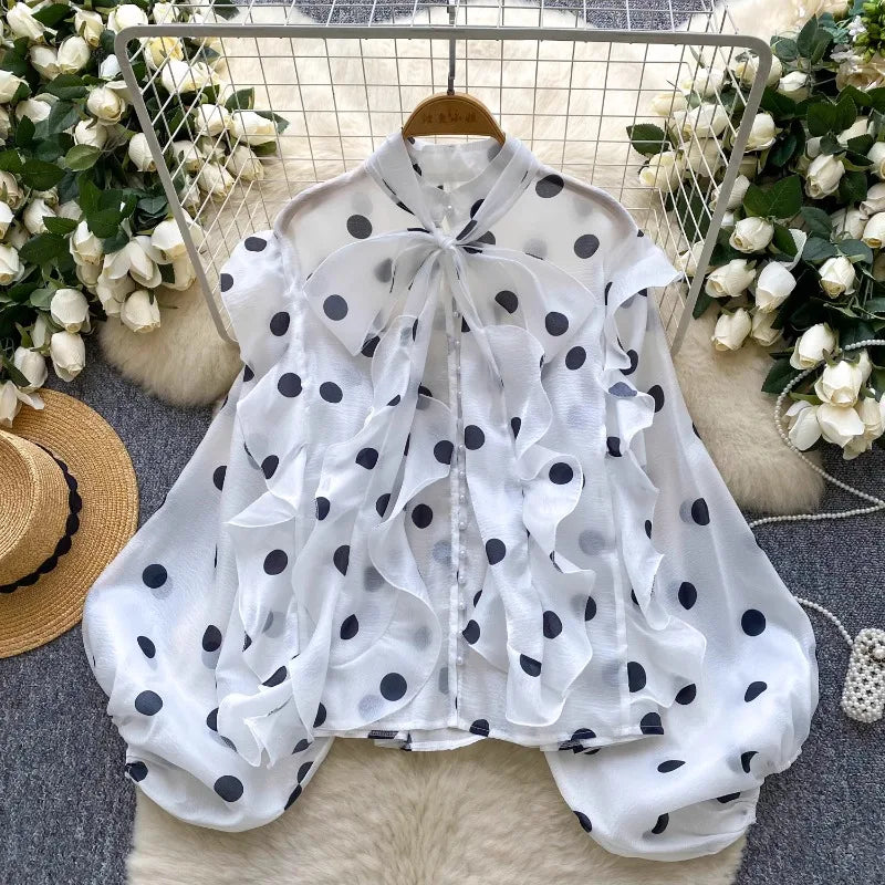 Elise Ruffle Dot Blouse