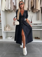 Isabella Elegant Button Dress