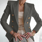 Claudia Gold-Button Tailored Blazer
